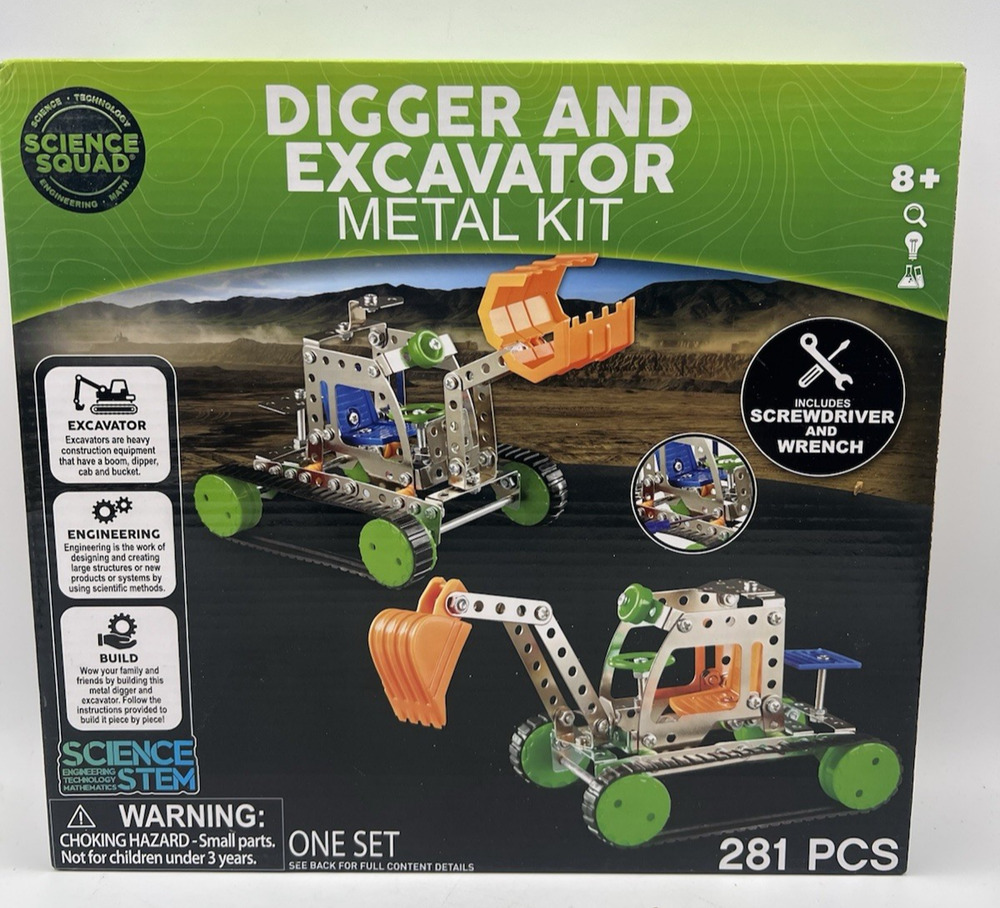 Science Squad Digger And Excavator Metal Kit 281 PCS STEM Building Set